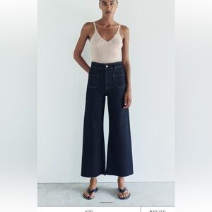 Zara NWOT high waist marine straight pocket jeans